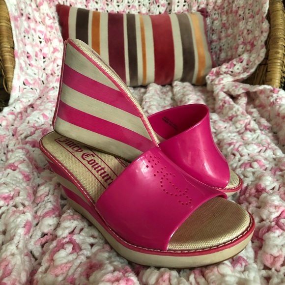 Juicy Couture Shoes - Hot Pink Striped Wedges - Juicy Couture - 8